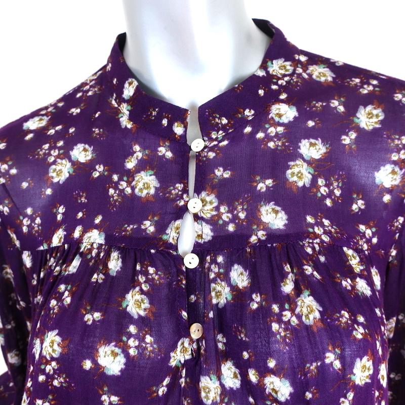 Zara Blouse Purple Floral Print Gauze Size Large Ruffled Long Sleeve Top available at CelebrityOwned.com img_2