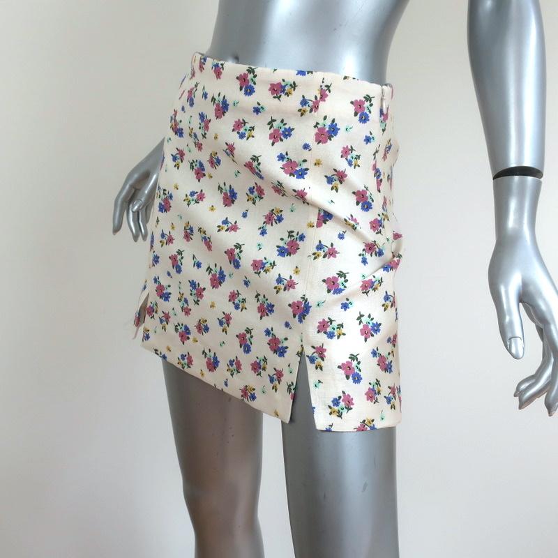 Zara Mini Skirt Ivory Floral Print Linen-Blend Size Small NEW available at CelebrityOwned.com img_2