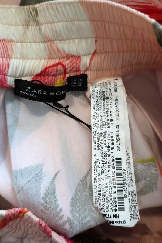 Zara Pleated Midi Skirt Pink Floral Print Cotton Size Extra Small available at CelebrityOwned.com img_6