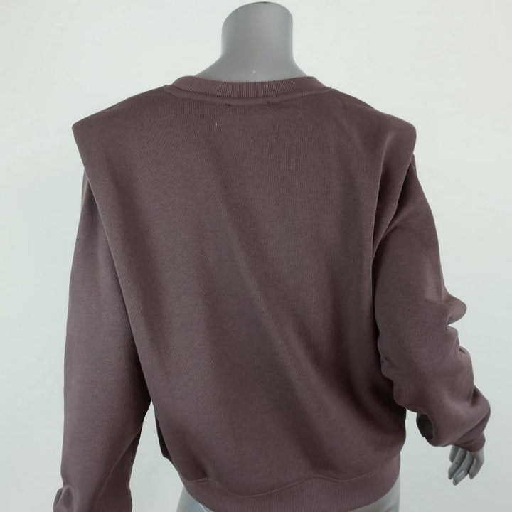 Zara Shoulder Pad Sweatshirt Brown Size Medium Crewneck Pullover NEW available at CelebrityOwned.com img_4