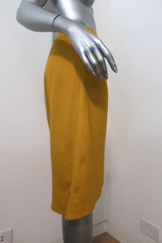 Zara Wrap-Effect Skirt Marigold Linen-Blend Size Small available at CelebrityOwned.com img_3
