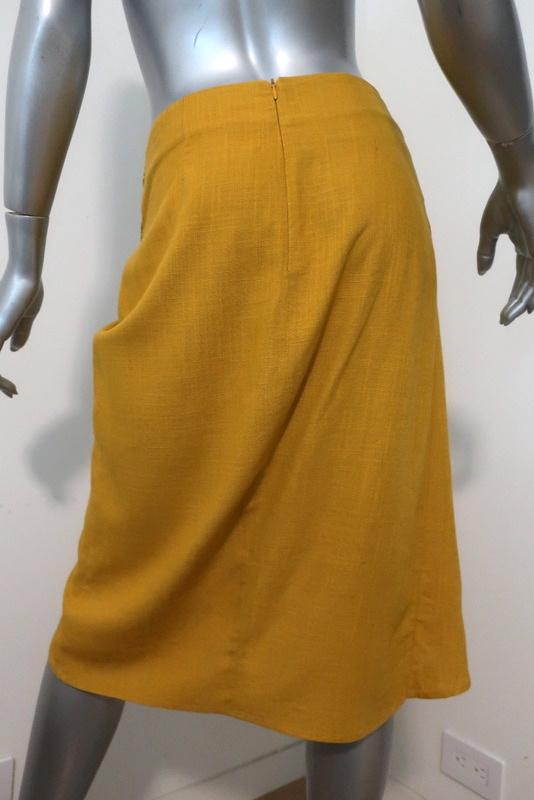 Zara Wrap-Effect Skirt Marigold Linen-Blend Size Small available at CelebrityOwned.com img_4
