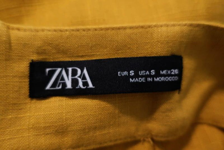 Zara Wrap-Effect Skirt Marigold Linen-Blend Size Small available at CelebrityOwned.com img_5