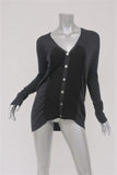 Zero + Maria Cornejo Elbow Patch Cardigan Gray/Black Silk-Blend Size Extra Small available at CelebrityOwned.com img_1