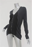 Zero + Maria Cornejo Elbow Patch Cardigan Gray/Black Silk-Blend Size Extra Small available at CelebrityOwned.com img_2