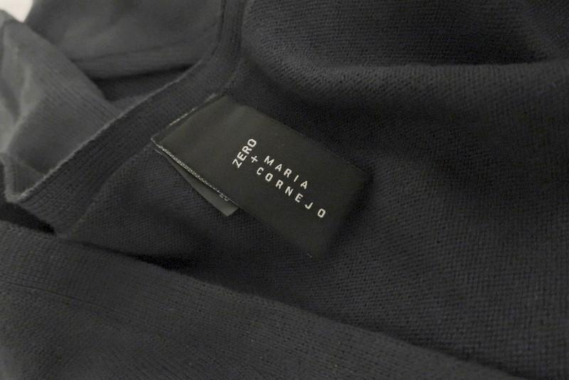 Zero + Maria Cornejo Elbow Patch Cardigan Gray/Black Silk-Blend Size Extra Small available at CelebrityOwned.com img_5