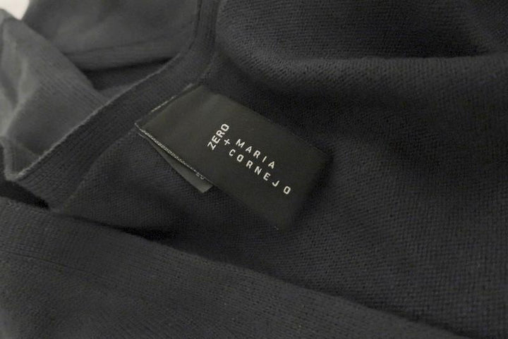 Zero + Maria Cornejo Elbow Patch Cardigan Gray/Black Silk-Blend Size Extra Small available at CelebrityOwned.com img_5