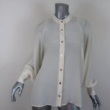 Zimmermann Button Down Blouse Cream Silk Size 1 Long Sleeve Top available at CelebrityOwned.com img_1