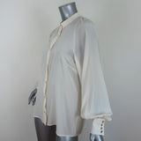 Zimmermann Button Down Blouse Cream Silk Size 1 Long Sleeve Top available at CelebrityOwned.com img_2