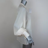 Zimmermann Button Down Blouse Cream Silk Size 1 Long Sleeve Top available at CelebrityOwned.com img_5