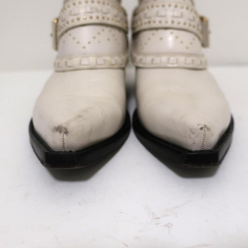 Zimmermann Cowboy Boots Cream Studded Leather Size 38 Western Ankle Boots available at CelebrityOwned.com img_5