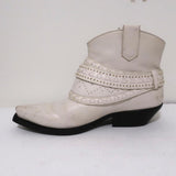 Zimmermann Cowboy Boots Cream Studded Leather Size 38 Western Ankle Boots available at CelebrityOwned.com img_7