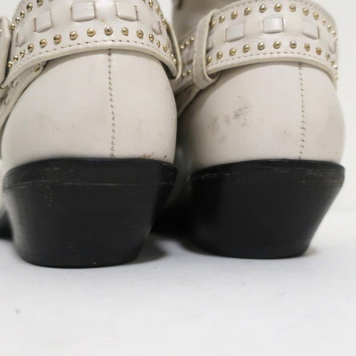 Zimmermann Cowboy Boots Cream Studded Leather Size 38 Western Ankle Boots available at CelebrityOwned.com img_9
