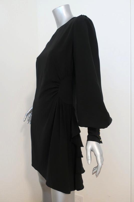 Zimmermann Dress Black Silk Size 1 Long Sleeve Ruffled-Side available at CelebrityOwned.com img_3