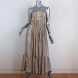 Zimmermann Juniper Rainbow Midi Dress Metallic-Striped Cotton Size 0 NEW available at CelebrityOwned.com img_1
