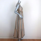 Zimmermann Juniper Rainbow Midi Dress Metallic-Striped Cotton Size 0 NEW available at CelebrityOwned.com img_3