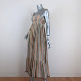 Zimmermann Juniper Rainbow Midi Dress Metallic-Striped Cotton Size 0 NEW available at CelebrityOwned.com img_4
