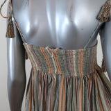 Zimmermann Juniper Rainbow Midi Dress Metallic-Striped Cotton Size 0 NEW available at CelebrityOwned.com img_7