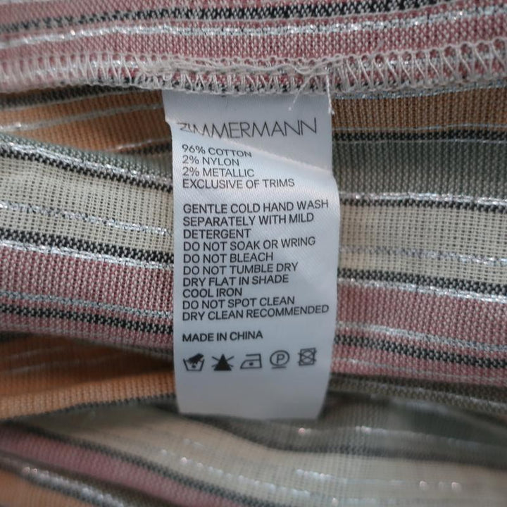 Zimmermann Juniper Rainbow Midi Dress Metallic-Striped Cotton Size 0 NEW available at CelebrityOwned.com img_9