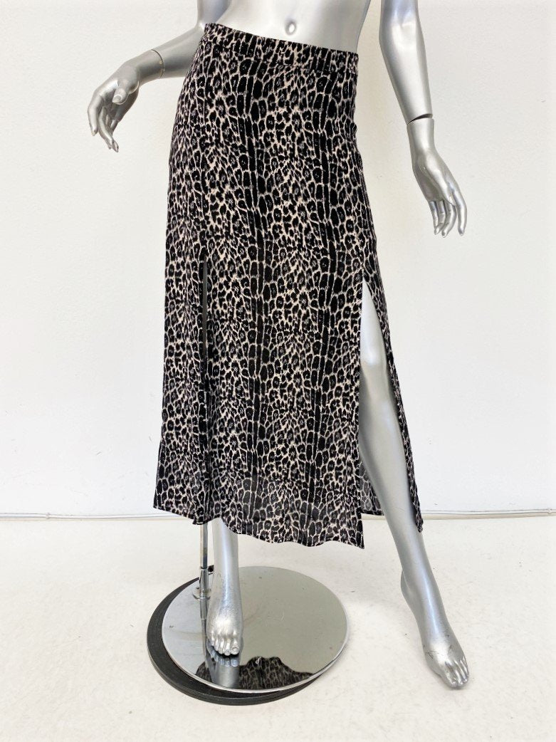 Louis Vuitton Monogram Denim Button Tab Skirt, Grey, 36