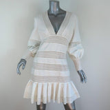 Zimmermann Mini Dress Corsage Linear Ivory Linen Size 2 Long Sleeve V-Neck NEW available at CelebrityOwned.com img_3
