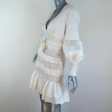 Zimmermann Mini Dress Corsage Linear Ivory Linen Size 2 Long Sleeve V-Neck NEW available at CelebrityOwned.com img_4