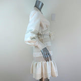Zimmermann Mini Dress Corsage Linear Ivory Linen Size 2 Long Sleeve V-Neck NEW available at CelebrityOwned.com img_5