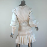 Zimmermann Mini Dress Corsage Linear Ivory Linen Size 2 Long Sleeve V-Neck NEW available at CelebrityOwned.com img_6