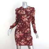 Zimmermann Mini Dress Unbridled Burgundy Draped Floral Print Stretch Silk Size 0 available at CelebrityOwned.com img_1