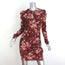 Zimmermann Mini Dress Unbridled Burgundy Draped Floral Print Stretch Silk Size 0
