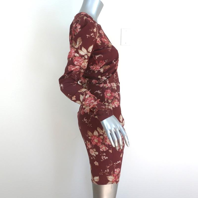 Zimmermann Mini Dress Unbridled Burgundy Draped Floral Print Stretch S Celebrity Owned Zimmermann Mini Dress Unbridled Burgundy Draped Floral Print Stretch S Celebrity Owned
