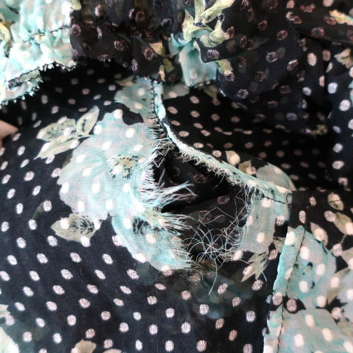 Zimmermann Ruffle Wrap Dress Whitewave Black Floral Print Chiffon Size 0 available at CelebrityOwned.com img_6