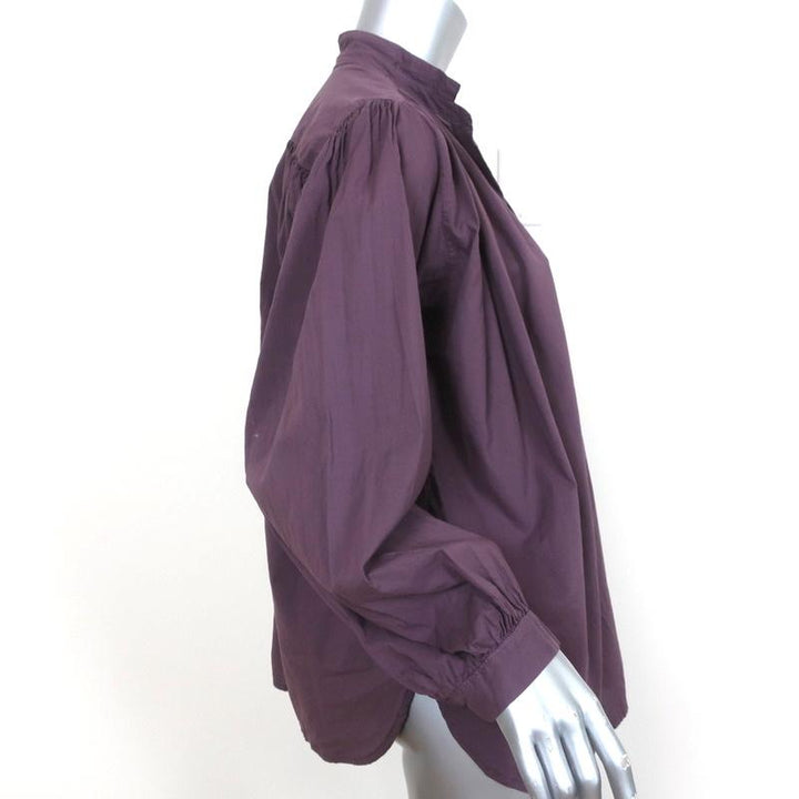 A Shirt Thing Blouse Flora Lawn Eggplant Cotton Size Medium Long Sleeve Top NEW - Celebrity Owned
