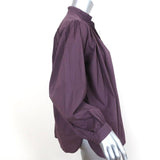 A Shirt Thing Blouse Flora Lawn Eggplant Cotton Size Medium Long Sleeve Top NEW - Celebrity Owned