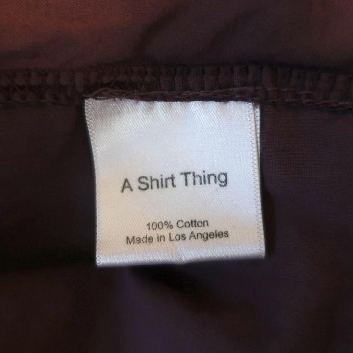 A Shirt Thing Blouse Flora Lawn Eggplant Cotton Size Medium Long Sleeve Top NEW - Celebrity Owned