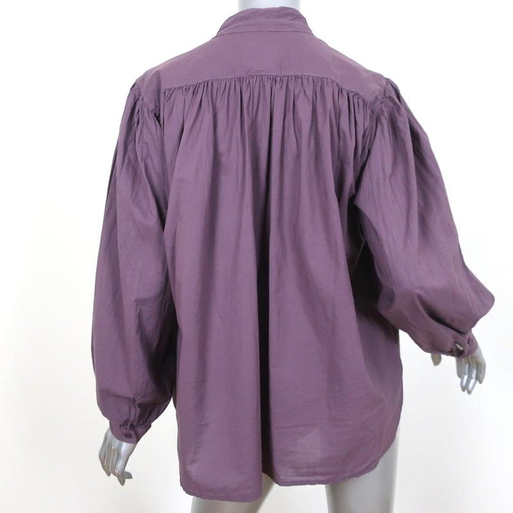 A Shirt Thing Blouse Flora Lawn Eggplant Cotton Size Medium Long Sleeve Top NEW - Celebrity Owned