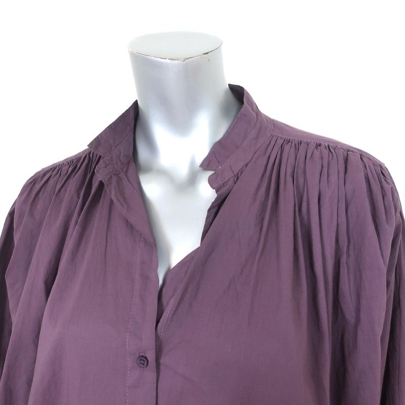 A Shirt Thing Blouse Flora Lawn Eggplant Cotton Size Medium Long Sleeve Top NEW - Celebrity Owned