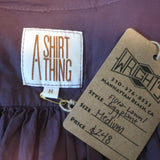 A Shirt Thing Blouse Flora Lawn Eggplant Cotton Size Medium Long Sleeve Top NEW - Celebrity Owned