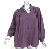 A Shirt Thing Blouse Flora Lawn Eggplant Cotton Size Medium Long Sleeve Top NEW - Celebrity Owned