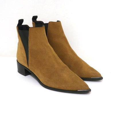 Acne Studios Ankle Boots Jensen Brown Suede Size 39 Pointed Toe Chelsea Booties - Celebrity Owned