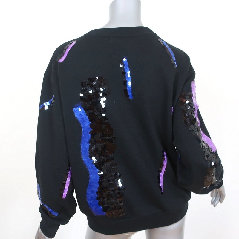 Acne Studios Roni Sequined Crewneck Sweatshirt Black Cotton Size Extra Small - Celebrity Owned