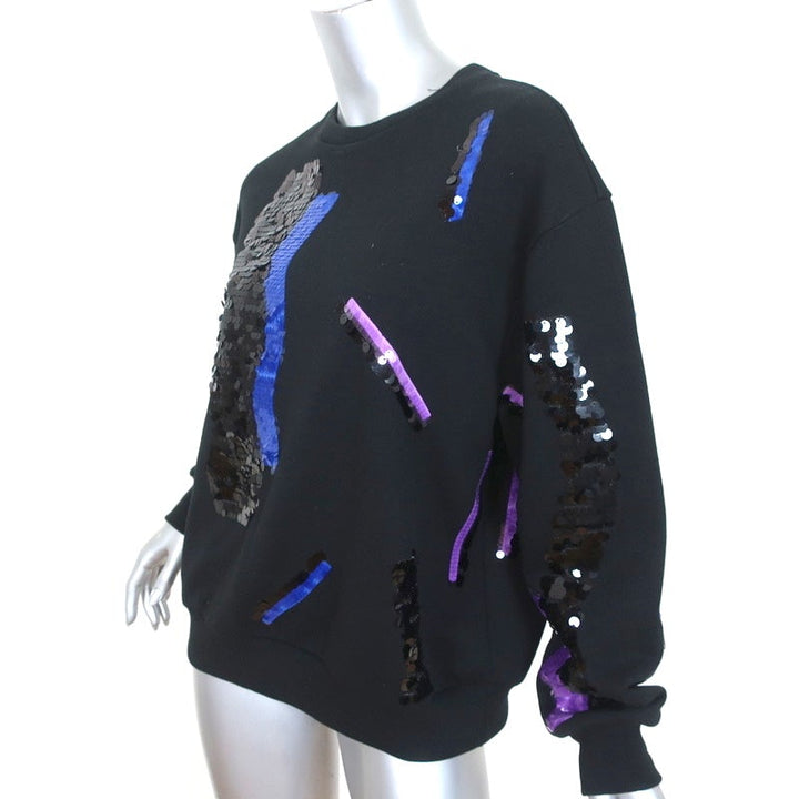 Acne Studios Roni Sequined Crewneck Sweatshirt Black Cotton Size Extra Small - Celebrity Owned