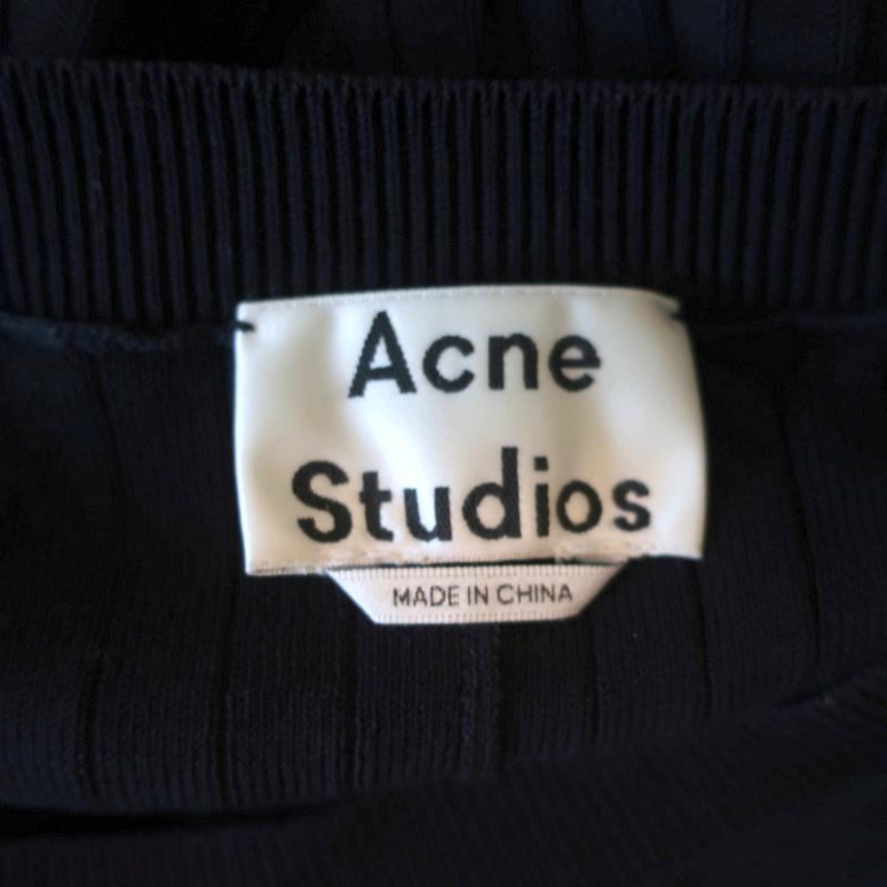 Acne Studios Sweater Issy Rib Knit Black Size Medium Crewneck Pullover - Celebrity Owned