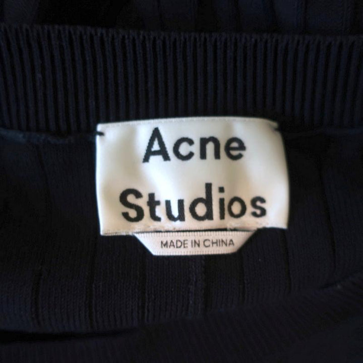 Acne Studios Sweater Issy Rib Knit Black Size Medium Crewneck Pullover - Celebrity Owned