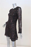 Adam Lippes Dress Black/Pink Flocked Lurex Metallic Velvet Size 4 Long Sleeve - Celebrity Owned