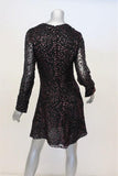 Adam Lippes Dress Black/Pink Flocked Lurex Metallic Velvet Size 4 Long Sleeve - Celebrity Owned