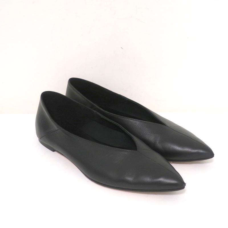 AEYDE Pointed Toe Flats Moa Black Leather Size 39 - Celebrity Owned