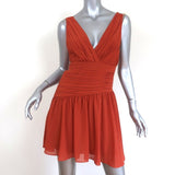AIIFOS Chain Strap Mini Dress Emily Orange Pleated Chiffon Size 0 NEW - Celebrity Owned