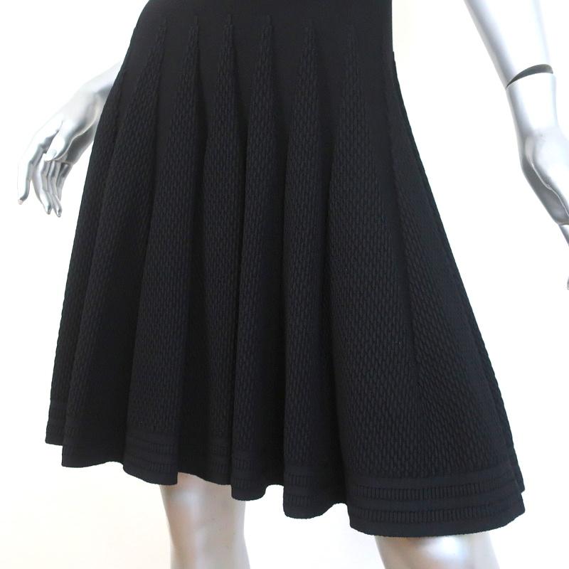 Alaia Fit &amp; Flare Dress Black Stretch Knit Size 36 Sleeveless Scoop Neck NEW - Celebrity Owned