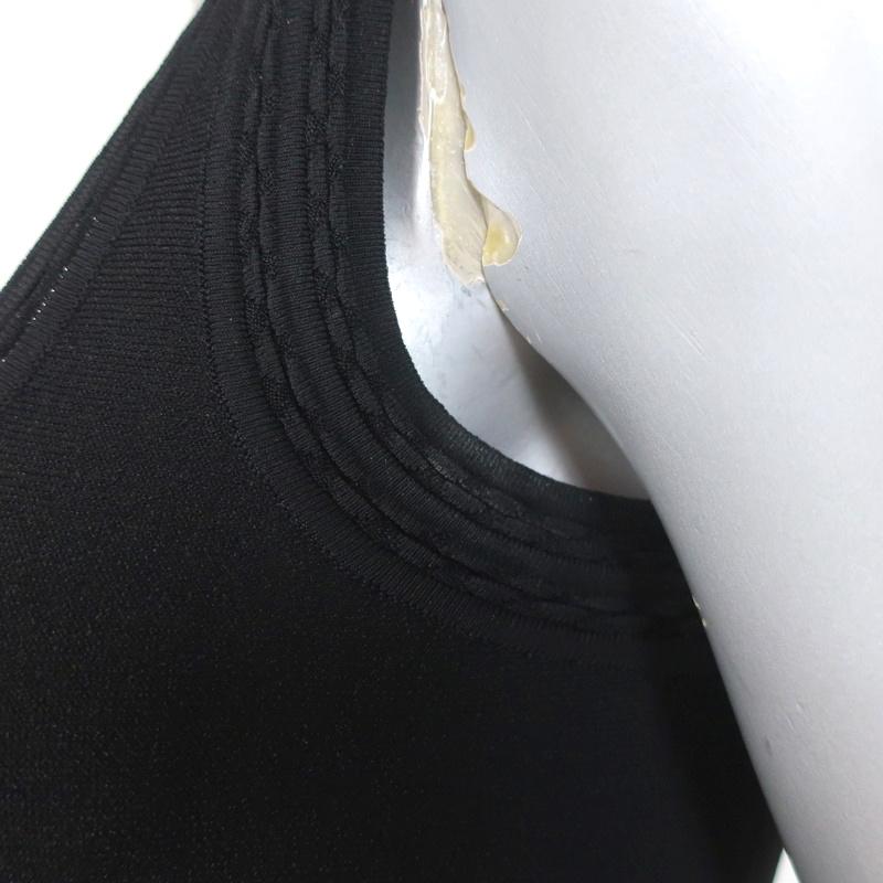 Alaia Fit &amp; Flare Dress Black Stretch Knit Size 36 Sleeveless Scoop Neck NEW - Celebrity Owned